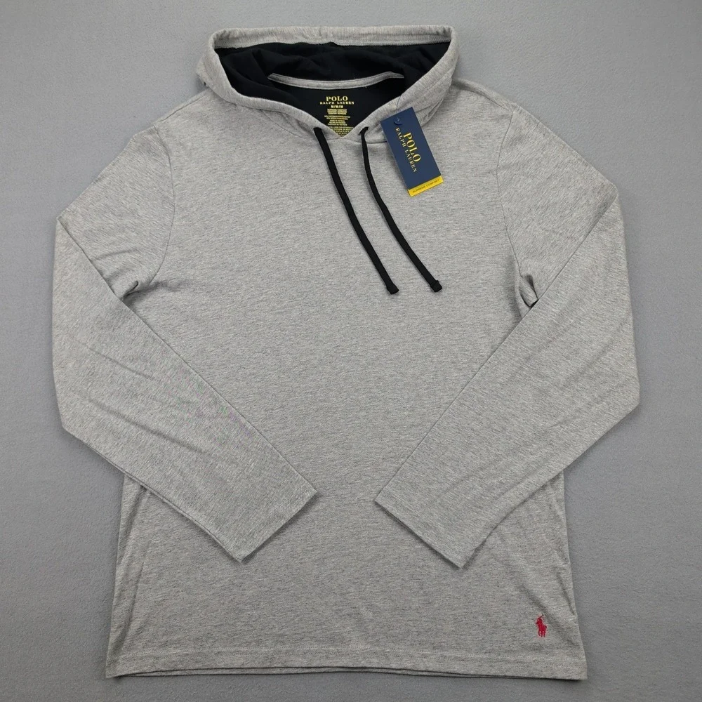 Polo Ralph Lauren Hoodie Mens Medium Gray‎ Supreme Comfort Lightweight Pullover